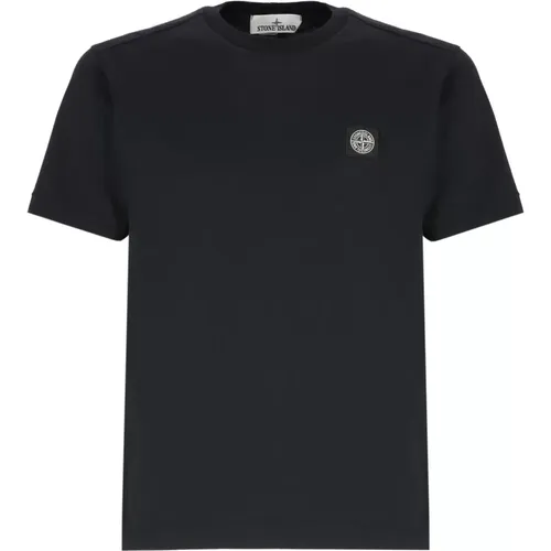 Blaues Baumwoll-T-Shirt mit Logo , Herren, Größe: XL - Stone Island - Modalova