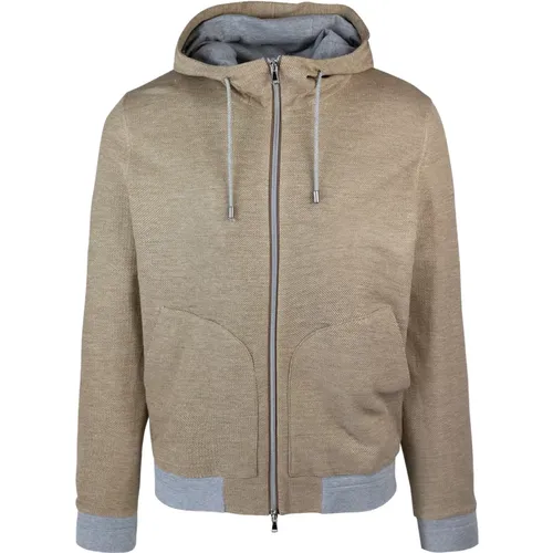 Zip Hooded Coat Linen Cotton Blend , male, Sizes: M - Lubiam - Modalova