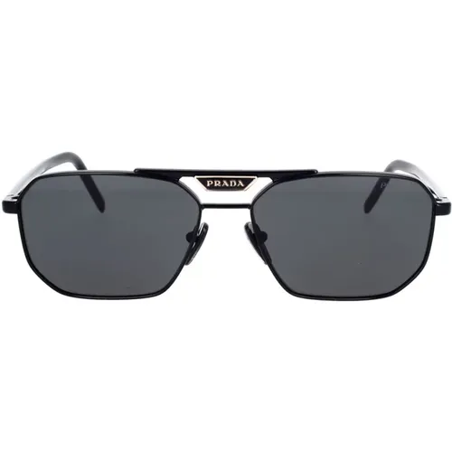 Rectangular Sunglasses with Frame and Dark Grey Lens , unisex, Sizes: 57 MM - Prada - Modalova