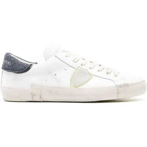 Leather Sneakers with Cracked Effect , male, Sizes: 9 UK, 8 UK, 11 UK, 10 UK, 6 UK - Philippe Model - Modalova