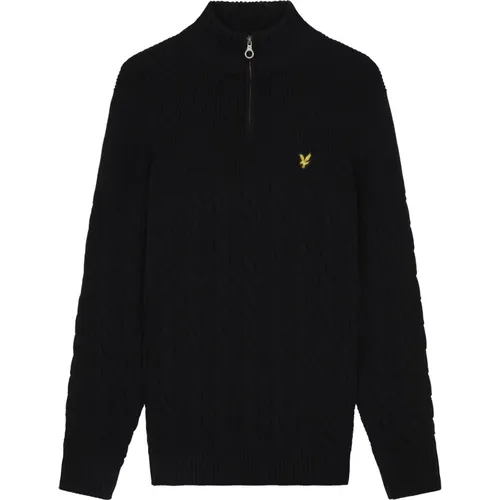 Cable Knit Quarter Zip Sweater , male, Sizes: L, XL, S - Lyle & Scott - Modalova