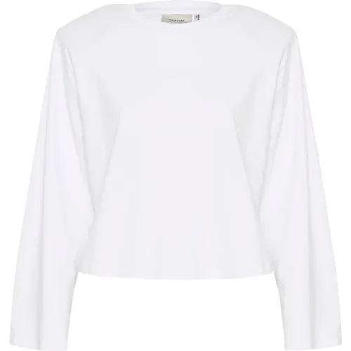 Long Sleeve Tee with Shoulder Pads , female, Sizes: L, M - Gestuz - Modalova