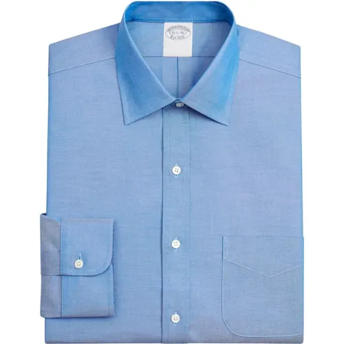Blaues Regular Fit Non-Iron Stretch Baumwollhemd mit Ainsley-Kragen,Hellblaues Regular Fit Non-Iron Stretch Baumwollkleidungshemd mit Ainsley-Kragen,W - Brooks Brothers - Modalova