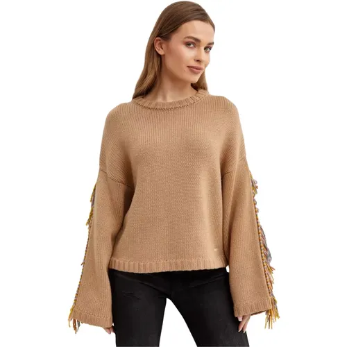 Beiger Wollfransensweater Fay - Fay - Modalova