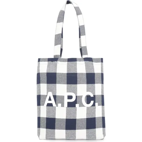 Blue Cotton Shopping Bag with Check Pattern , female, Sizes: ONE SIZE - A.p.c. - Modalova