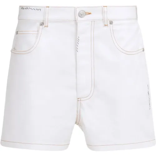 Denim shorts with flower patch , female, Sizes: XS - Marni - Modalova