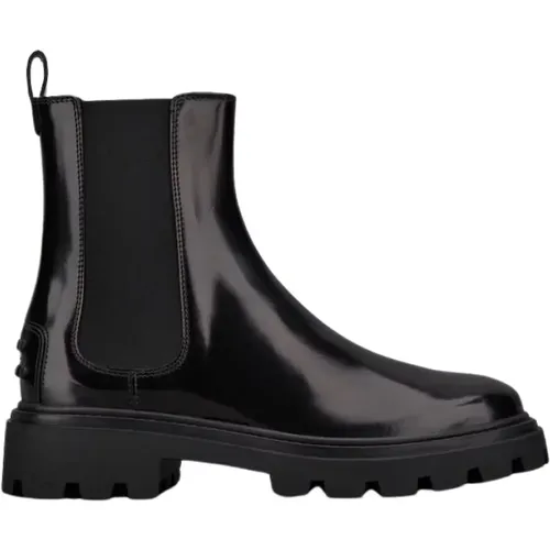 Schwarzer Leder Chelsea Boot mit Tankstil Gummisohle , Damen, Größe: 36 1/2 EU - TOD'S - Modalova