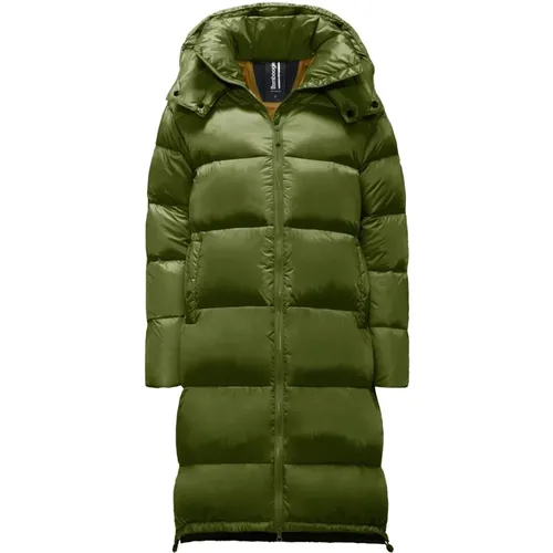 Long Down Jacket in Bright Nylon with Detachable Hood , female, Sizes: L - BomBoogie - Modalova