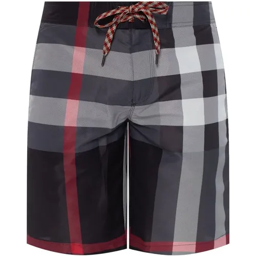 Grey Checkered Swim Shorts , male, Sizes: 2XL - Burberry - Modalova