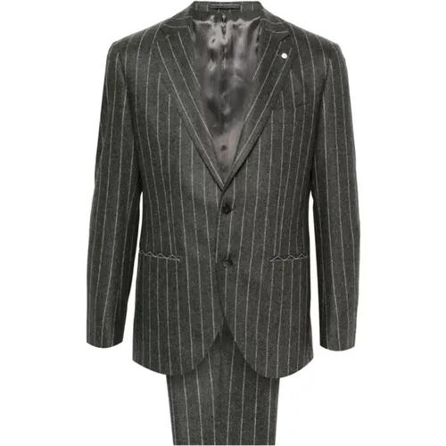 Stripe Wool Suit Jacket Trousers , male, Sizes: L - Luigi Bianchi Mantova - Modalova