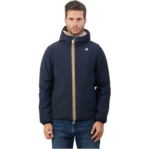 Wendbare Outdoor-Jacke Blau Beige , Herren, Größe: M - K-way - Modalova