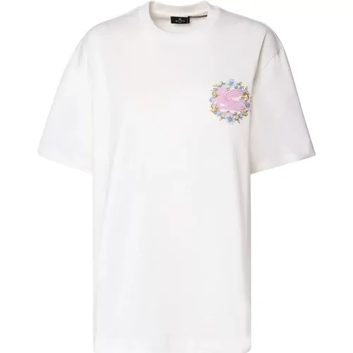 Weiße Baumwoll-T-Shirt mit Logo - ETRO - Modalova