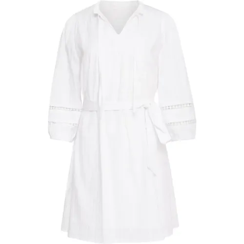 Weiße Kleid mit Häkeldetail , Damen, Größe: S - Smashed Lemon - Modalova
