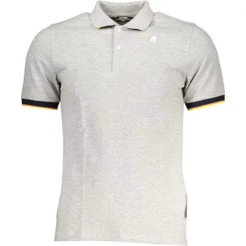 Graues Baumwoll-Poloshirt mit Kontrastdetails , Herren, Größe: S - K-way - Modalova