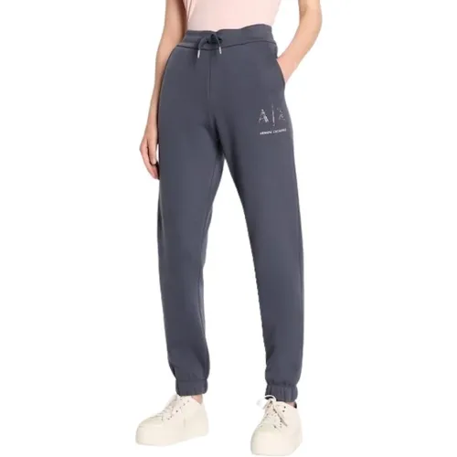 Hoch taillierte elastische Hose Grau , Damen, Größe: M - Armani Exchange - Modalova