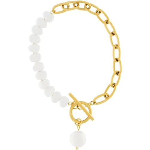 Elegantes Perlen T-Bar Armband Gold - Dansk Copenhagen - Modalova