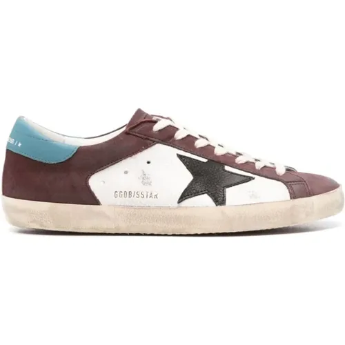 Burgundy White Suede Sneakers , male, Sizes: 9 UK, 7 UK, 8 UK - Golden Goose - Modalova