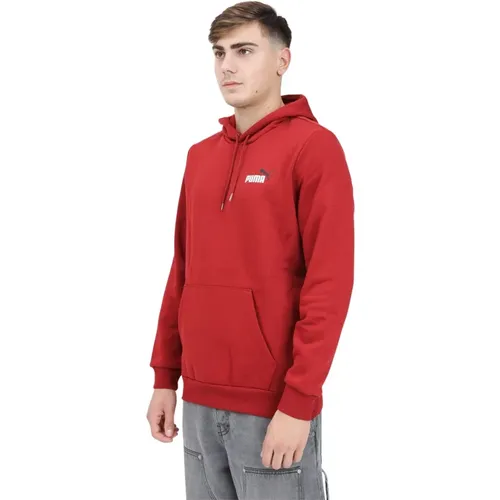 Roter Hoodie mit kleinem Logo , Herren, Größe: XS - Puma - Modalova