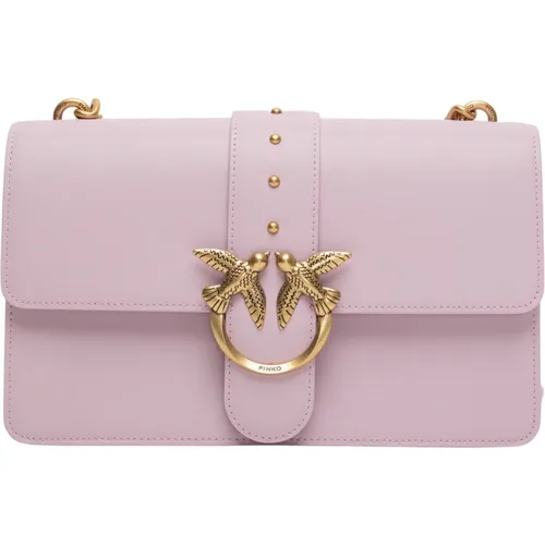 Classic Love One Bag in Lilac Leather , female, Sizes: ONE SIZE - pinko - Modalova