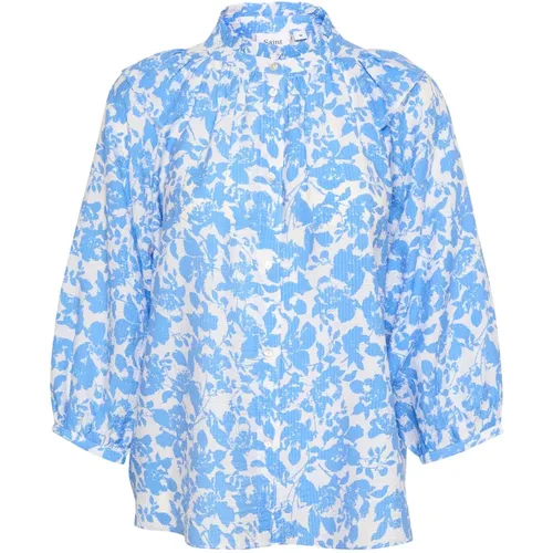 Daphnesz Shirt Blouse - Ultramarine Porcelain Blooms , female, Sizes: L, S - Saint Tropez - Modalova