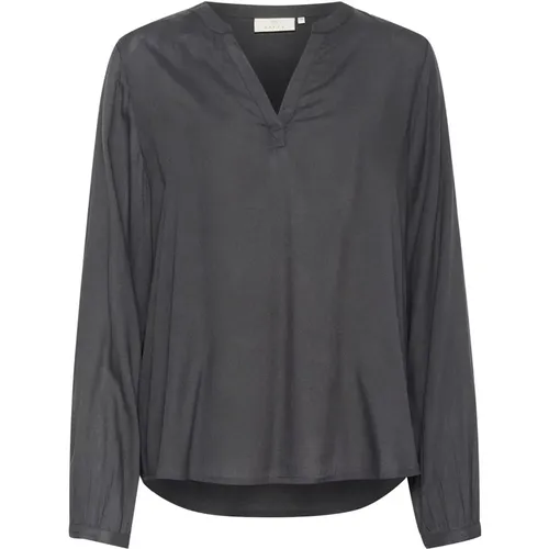 Stilvolle Schwarze Blusen-Top , Damen, Größe: XL - Kaffe - Modalova