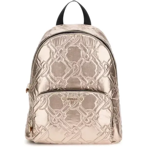 Gold Backpack with Embroidered Logo , female, Sizes: ONE SIZE - Guess - Modalova