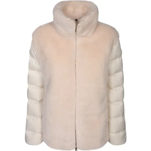 Synthetic Fur Down Jacket , female, Sizes: M - Moncler - Modalova