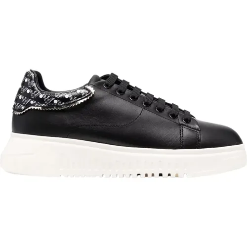 X3X024Xm702Q534 Leather Sneakers , female, Sizes: 4 UK, 7 UK - Emporio Armani - Modalova
