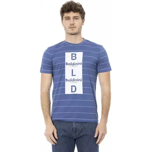 Schickes Blaues Baumwoll-T-Shirt , Herren, Größe: S - Baldinini - Modalova