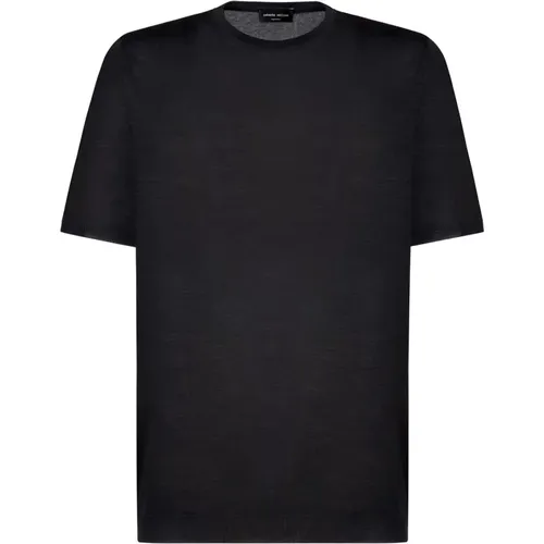 Seiden Schwarzes T-shirt Rt01021 Rt0109 , Herren, Größe: XL - Roberto Collina - Modalova