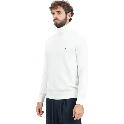 Weißer Rollkragenpullover , Herren, Größe: M - Tommy Hilfiger - Modalova