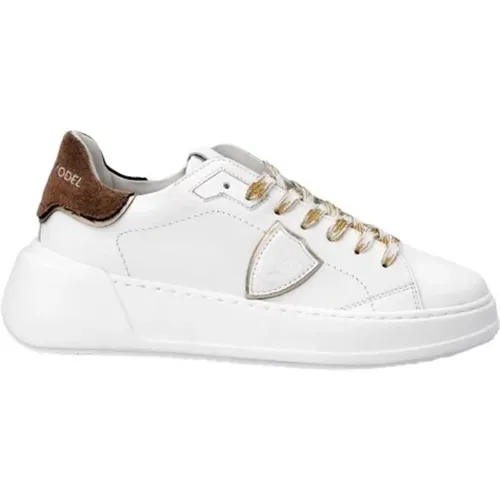 Weiße Tres Temple Low Top Sneakers , Damen, Größe: 35 EU - Philippe Model - Modalova