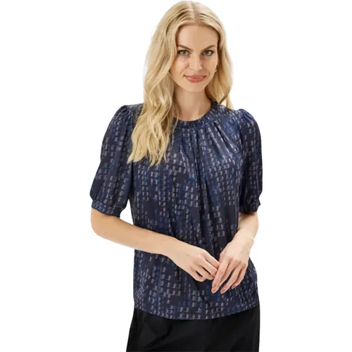 Blaue Grazia Bluse mit Puffärmeln , Damen, Größe: L - IN FRONT - Modalova