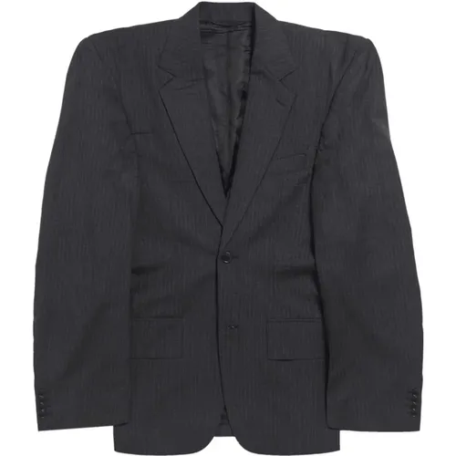 Stilvolle Jacken,Dunkelgraue Woll-Pinstripe-Jacke - Balenciaga - Modalova