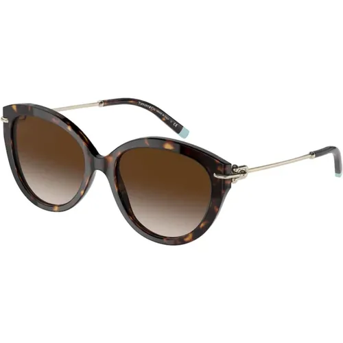 Dunkel Havana Sonnenbrille Braun Getönt , Damen, Größe: 55 MM - Tiffany - Modalova