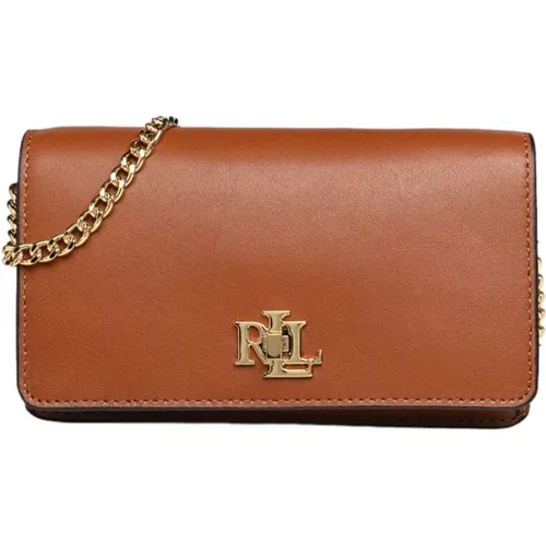 Leather Shoulder Bag with Metal Logo , female, Sizes: ONE SIZE - Ralph Lauren - Modalova