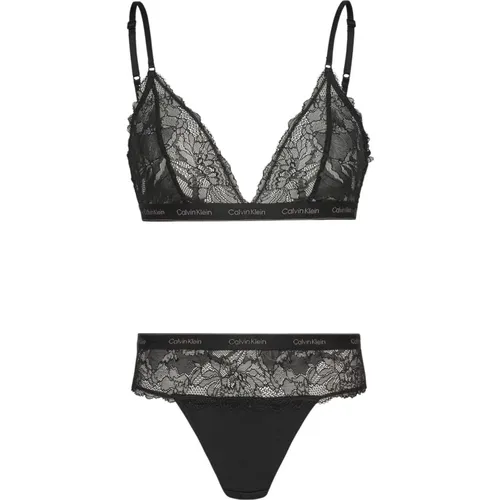 Moderne Spitze Schwarzes Dessous-Set , Damen, Größe: M - Calvin Klein - Modalova