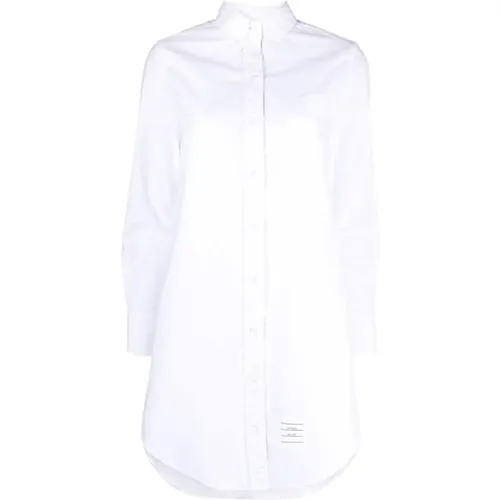 Cotton Shirt Dress with Logo Patch , female, Sizes: XS, S, 2XS - Thom Browne - Modalova
