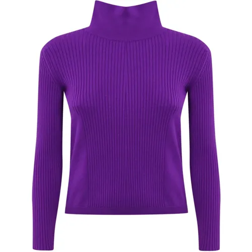 Lila Gerippter Rollkragenpullover - Liviana Conti - Modalova