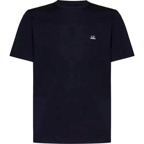 Blaue Rippstrick-Crewneck-T-Shirts und Polos , Herren, Größe: M - C.P. Company - Modalova