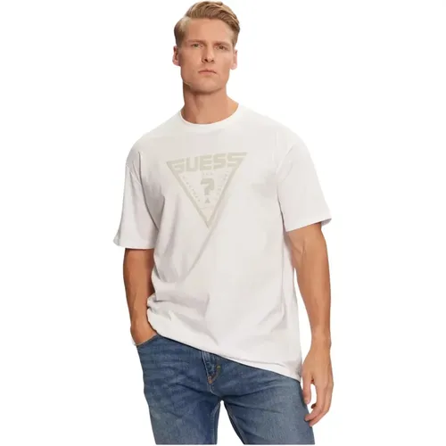 Dreieck Logo Baumwoll T-Shirt , Herren, Größe: M - Guess - Modalova