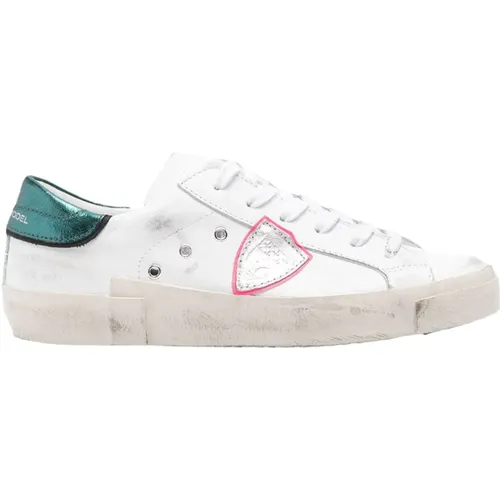 Sneakers with Petrol-Coloured Topper , female, Sizes: 3 UK, 4 UK, 6 UK, 5 UK - Philippe Model - Modalova