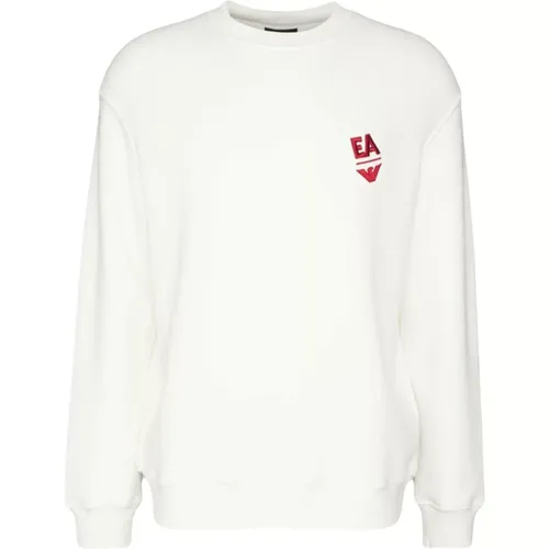 Bestickter Logo-Sweatshirt in Rot , Herren, Größe: L - Emporio Armani - Modalova