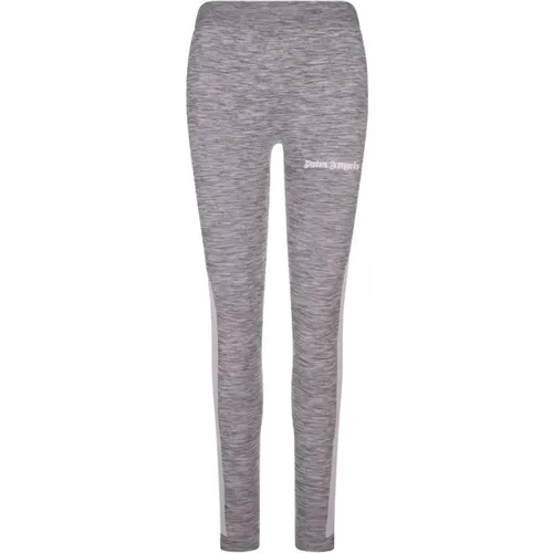 Grey Sports Leggings with Logo Detail , female, Sizes: XS/S - Palm Angels - Modalova