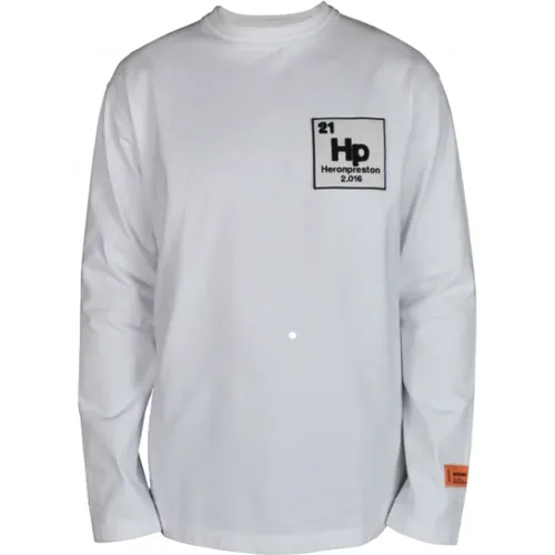 Weißes Langarm-T-Shirt aus Baumwolle mit Grafikdruck - Heron Preston - Modalova
