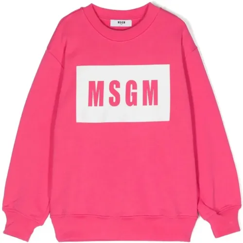 Vibrant Fuchsia Sweatshirt,Bianco Sweatshirt,Creme Sweatshirt 013 - MSGM - Modalova