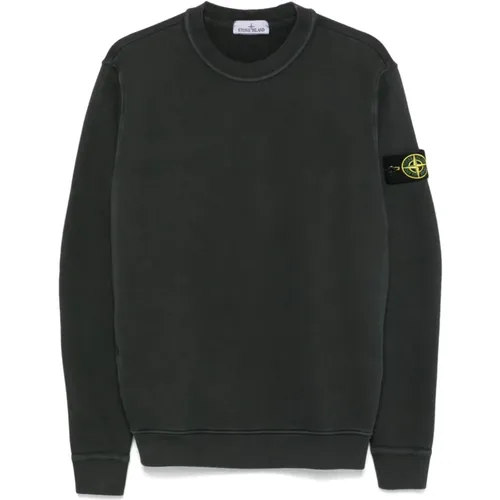 Schwarzer Compass-Badge Sweatshirt , Herren, Größe: S - Stone Island - Modalova