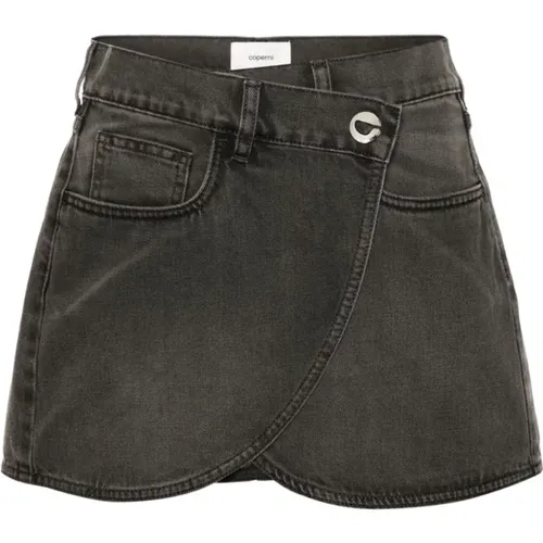 Denim Mini Skirt Crossover Style Grey , female, Sizes: M - Coperni - Modalova