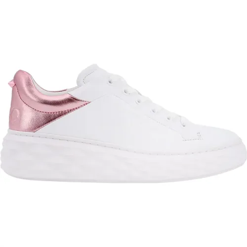 Weiße Sneakers Schnürung Logo Leder , Damen, Größe: 37 1/2 EU - Jimmy Choo - Modalova