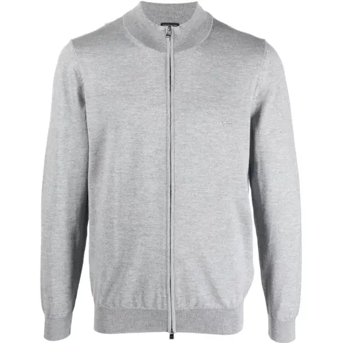 Grauer Lana Cardigan , Herren, Größe: XL - Hugo Boss - Modalova